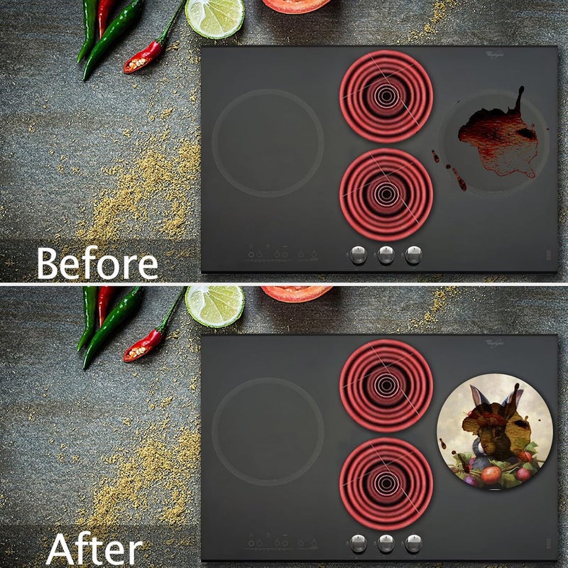 Tucocoo 4 Pieces Family Round Stove Burner Covers Set ,2 Pieces 8 Inches and 2 Pieces 10 Inches,Cute Animals Gas Stove Burner Covers,Electric Stove Burner Covers,Rabbit and Duck Metal Stove Burner Cover Kits - Image 3